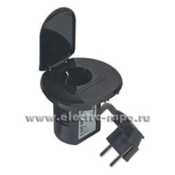 Р1731. Блок 054081 DLP desk мебельный 1 розетка "евр" со шторками с/п кабель 2м черный (Legrand)