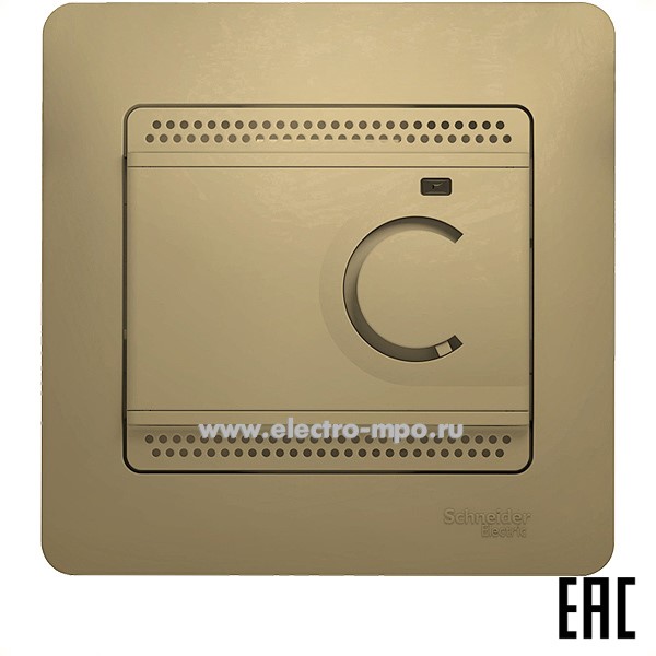 Ю1084. Регулятор Glossa GSL000438 2200Вт теплого пола +5…+50°С с/п титан (Systeme Electric)