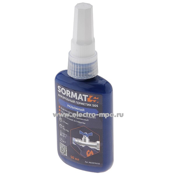 М7034. Герметик 30050 анаэробный 505 резьбовой для труб 50мл (Sormat)