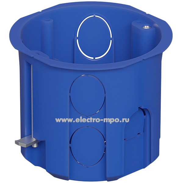 К10. Коробка 44665 установочная для гск D68x62мм с металл. лапками, цвет синий IP20 (Экопласт)