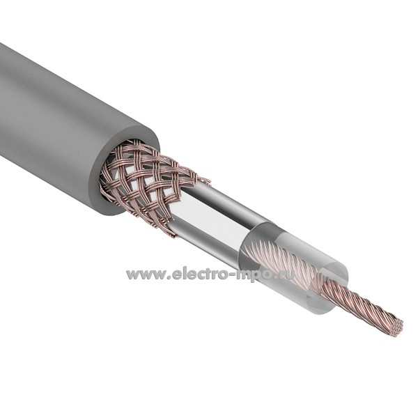П20. Кабель 01-2002 коаксиальный RG-58 A/U 50Ом Cu/Al/Cu 64% INDOOR серый (Rexant)