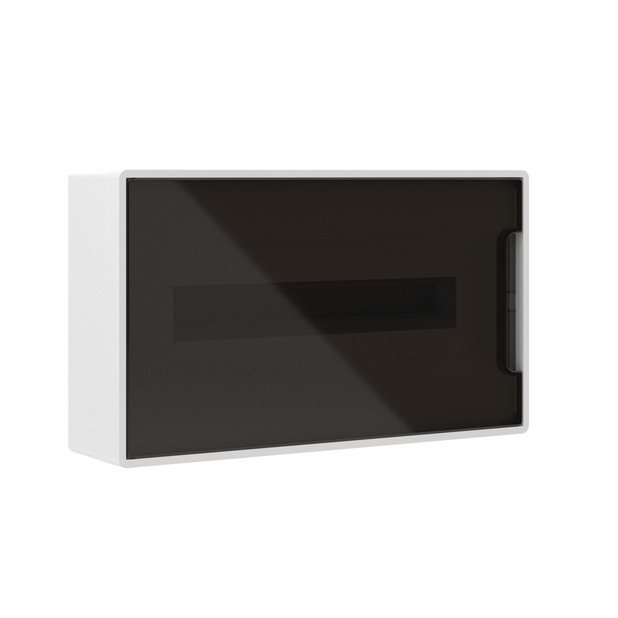 Е10. Щиток F18W1WD 18 мод настенный FRAME, белый, с тонированной дверцей, с 2-мяшинами PEN на 8 и  (ДКС)