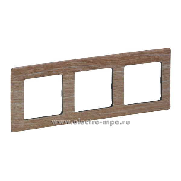 Р7297. Рамка-3 Valena Life 754183 универсальная светлое дерево (Legrand)