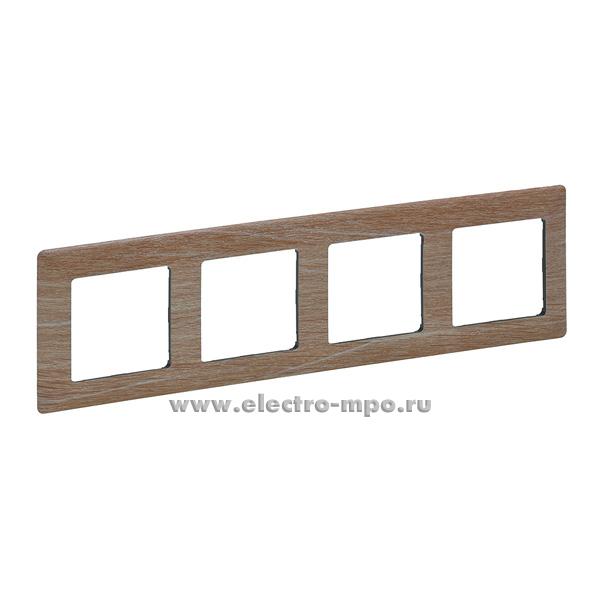 Р7298. Рамка-4 Valena Life 754184 универсальная светлое дерево (Legrand)