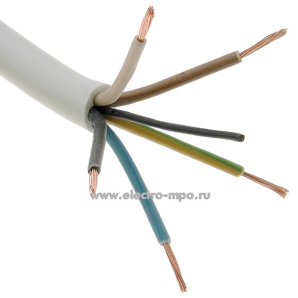 П2421. Провод ПВС 5х0,75 кв.мм белый ГОСТ (Калужский кабельный завод)