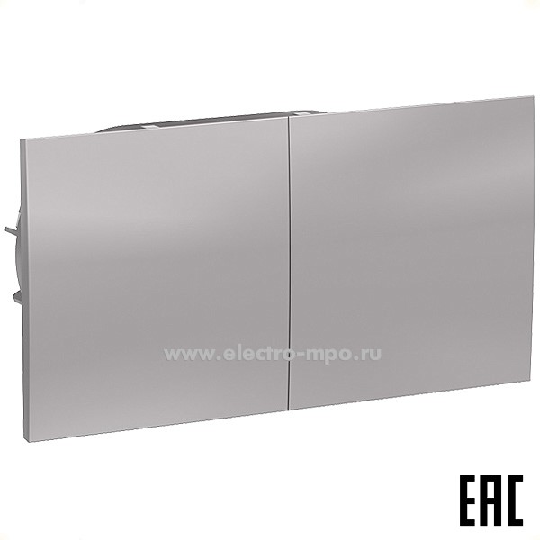 Ю41. Розетка AtlasDesign ATN000328 двойная "евро" со шторками и крышками с/п алюминий (Systeme Electric)