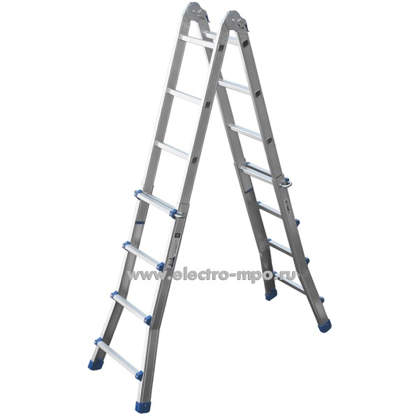 В6131. Лестница ТТ44 шарнирная телескопическая алюминиевая (Алюмет)