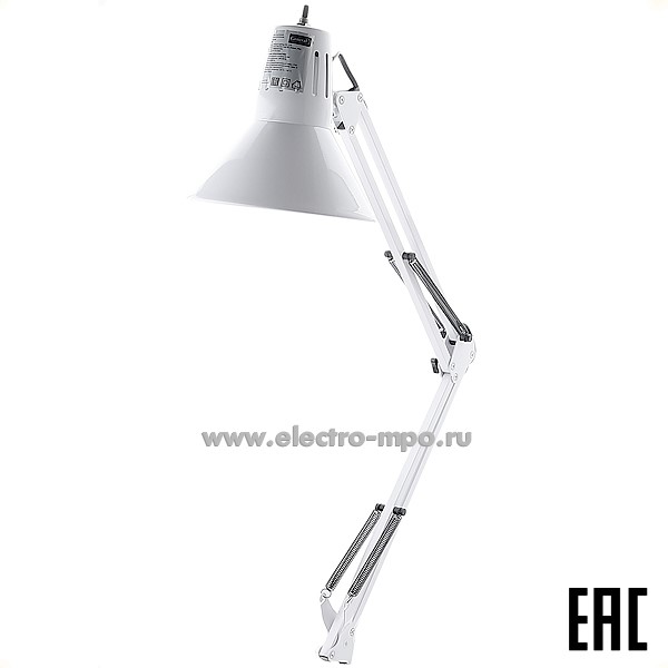 С6089. Светильник 800142 GTL-042 60Вт Е27 настольный на струбцине белый глянец (General)