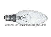 21168.Л1168 Лампа 40Вт 40TC1/CL/Е14 накаливания, &quot;свеча витая&quot;, прозрачная (General Electric)