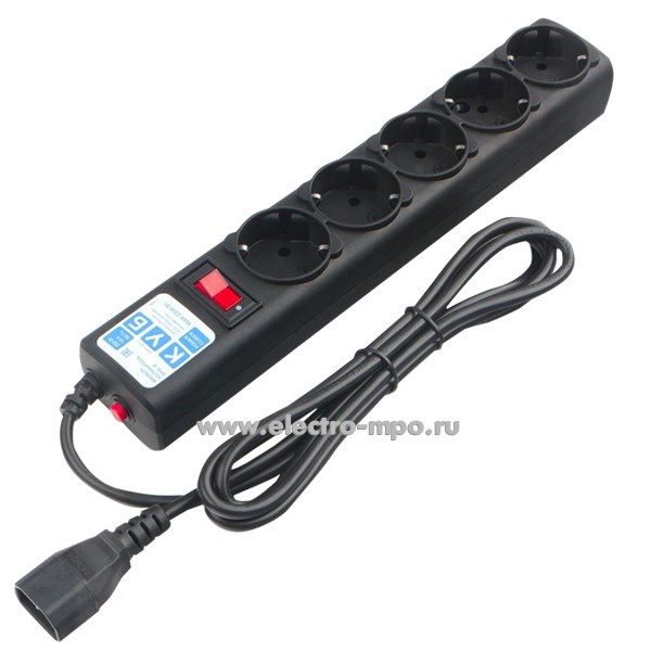 Р5300. Сетевой фильтр Power Cube SPG5-B2 5 роз. "евр" черный 10А 140Дж шнур 1,9м с вилкой для ИБП (Электри