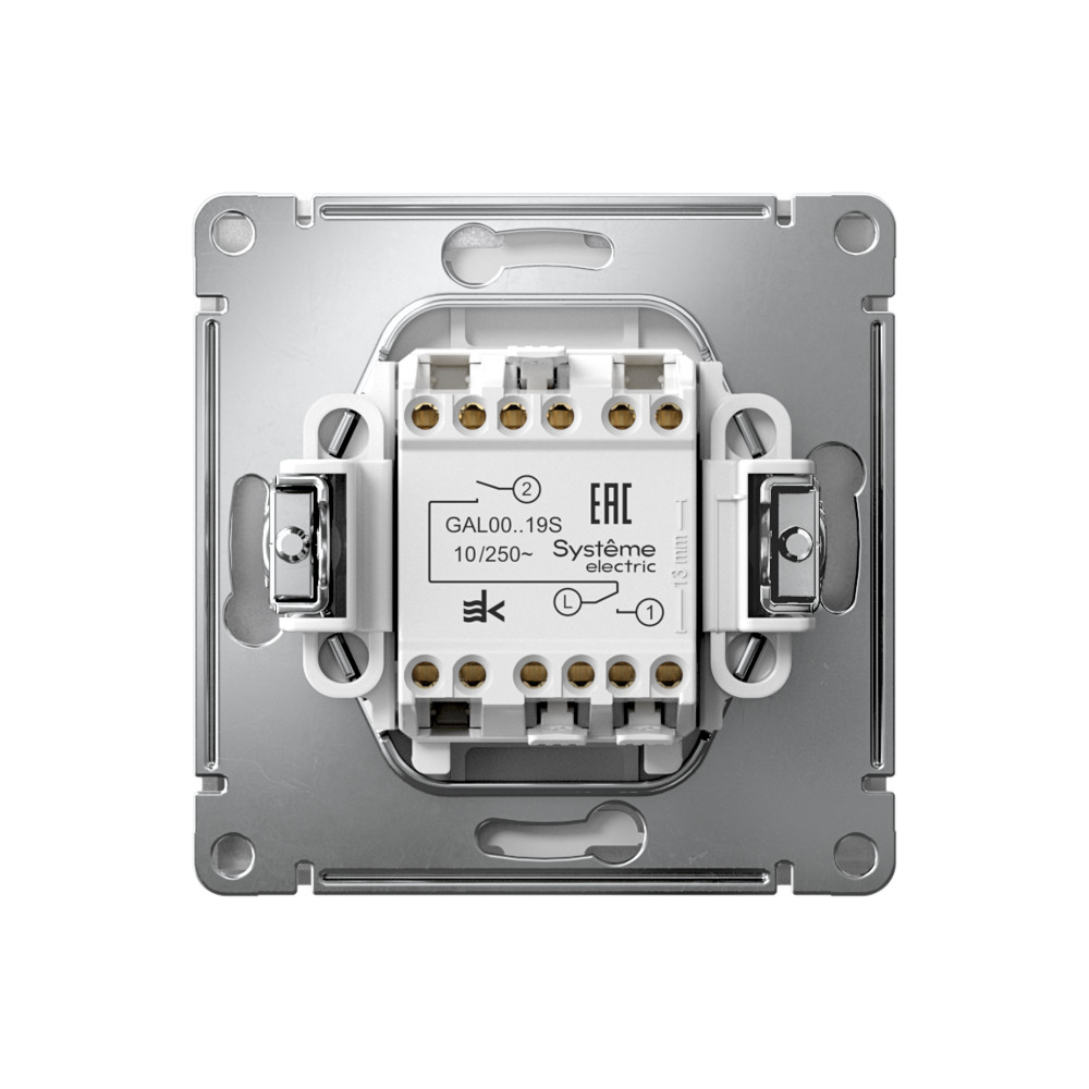 Р34. Механизм ArtGallery GAL000319S выключателя 2 кл. безвинт. зажим с/п для жалюзи алюминий (Systeme El