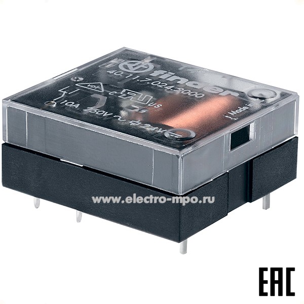 А94. Реле промежуточное 401170242016 24В DC (чувствит.) 16А 1перекл. контакт серия 40 (Finder)