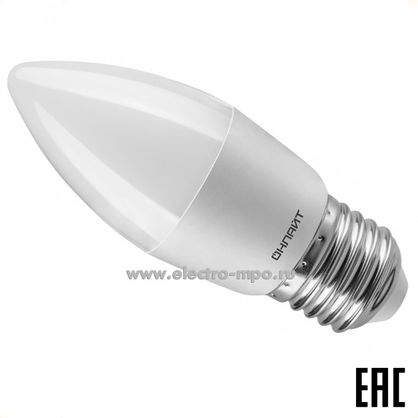 Л03. Лампа 13Вт 90418 OLL-C37-13-230-6.5K-E27-FR 1200Лм 6500К светодиодная "свеча" дневной свет (ОНЛАЙТ)