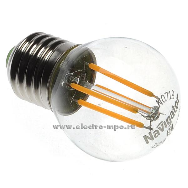 Л0059. Лампа 4Вт FILAMENT 61343 NLL-F-G45-4-230-4K-E27 светодиодная "шарик" х/б свет (Navigator)