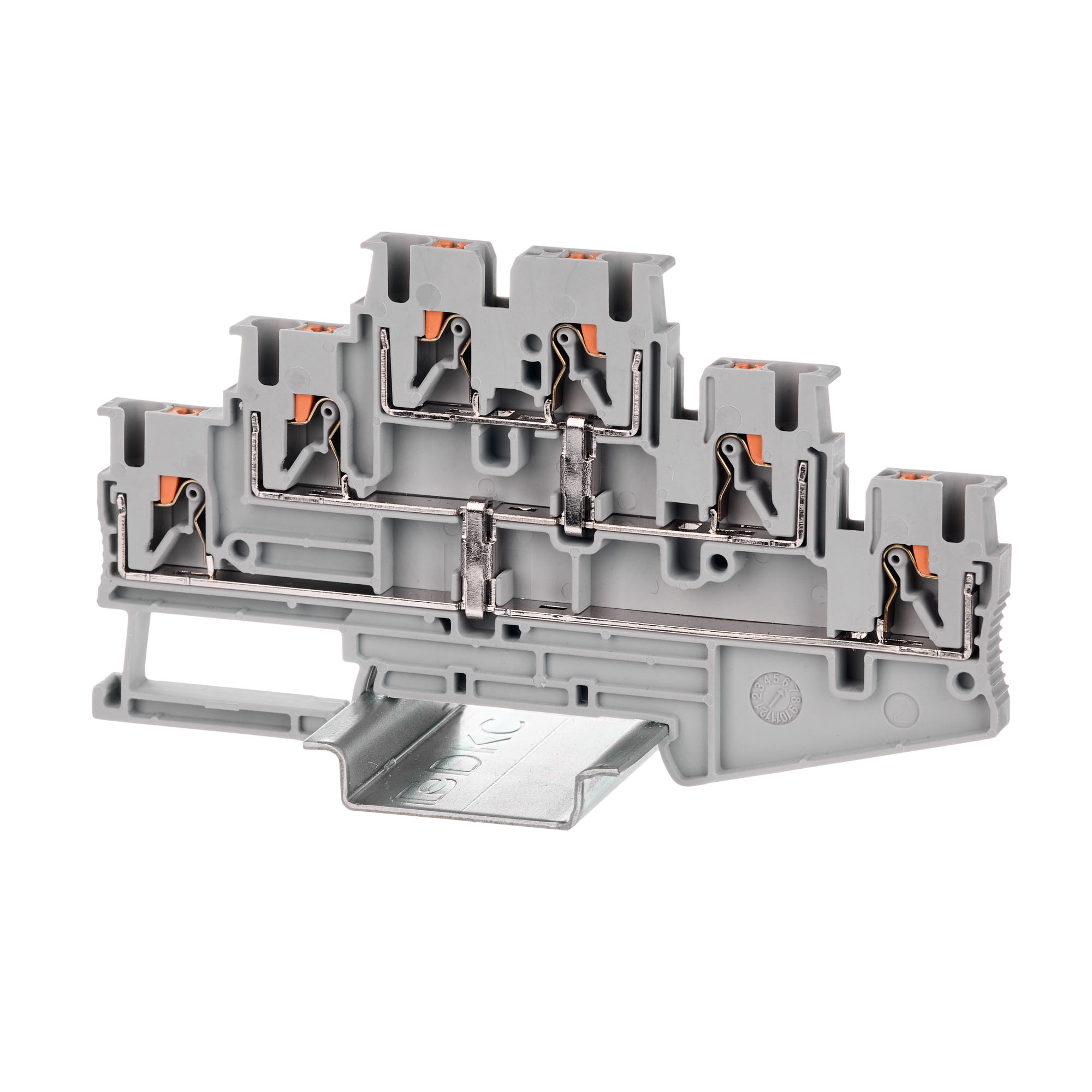 К23. Клемма VPR-2.5-3L-PV-GY трехуровневая, зажим push-in, 6 точек подключения с перемычкой  (ДКС)