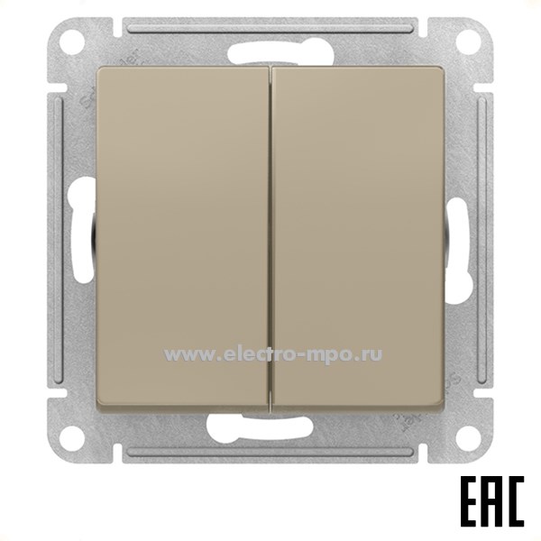 Ю4139. Механизм AtlasDesign ATN000517 выключателя 2кл. кнопочный с/п шампань (Systeme Electric)