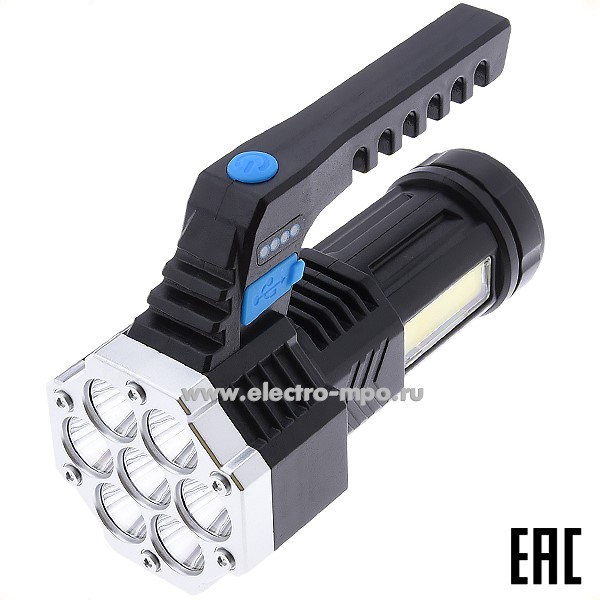 С5539. Фонарь 15033 LED53404 3Вт светодиодный аккумуляторный с боковой подсветкой IP20 (Ultraflash)