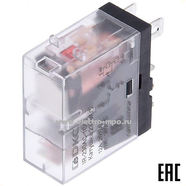 А4601. Реле промежуточное IR-230AC-1CO 230В AC 12А 1 перекл. контакт LED (ДКС)