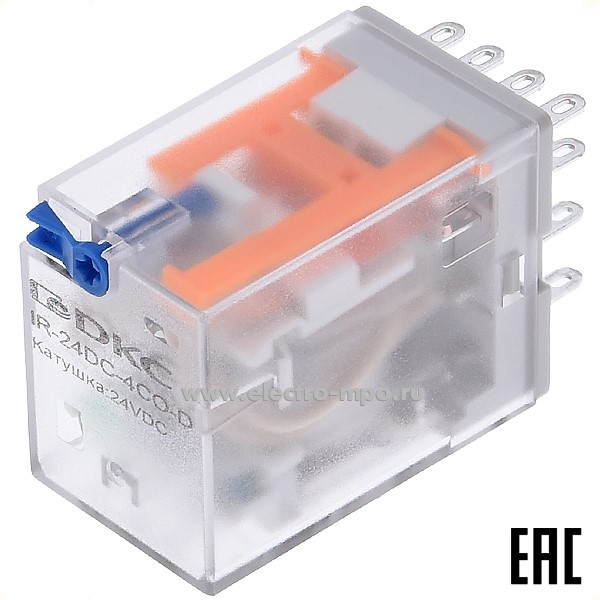 А4609. Реле промежуточное IR-24DC-4CO-D 24В DC 6А 4 перекл. контакт LED (ДКС)