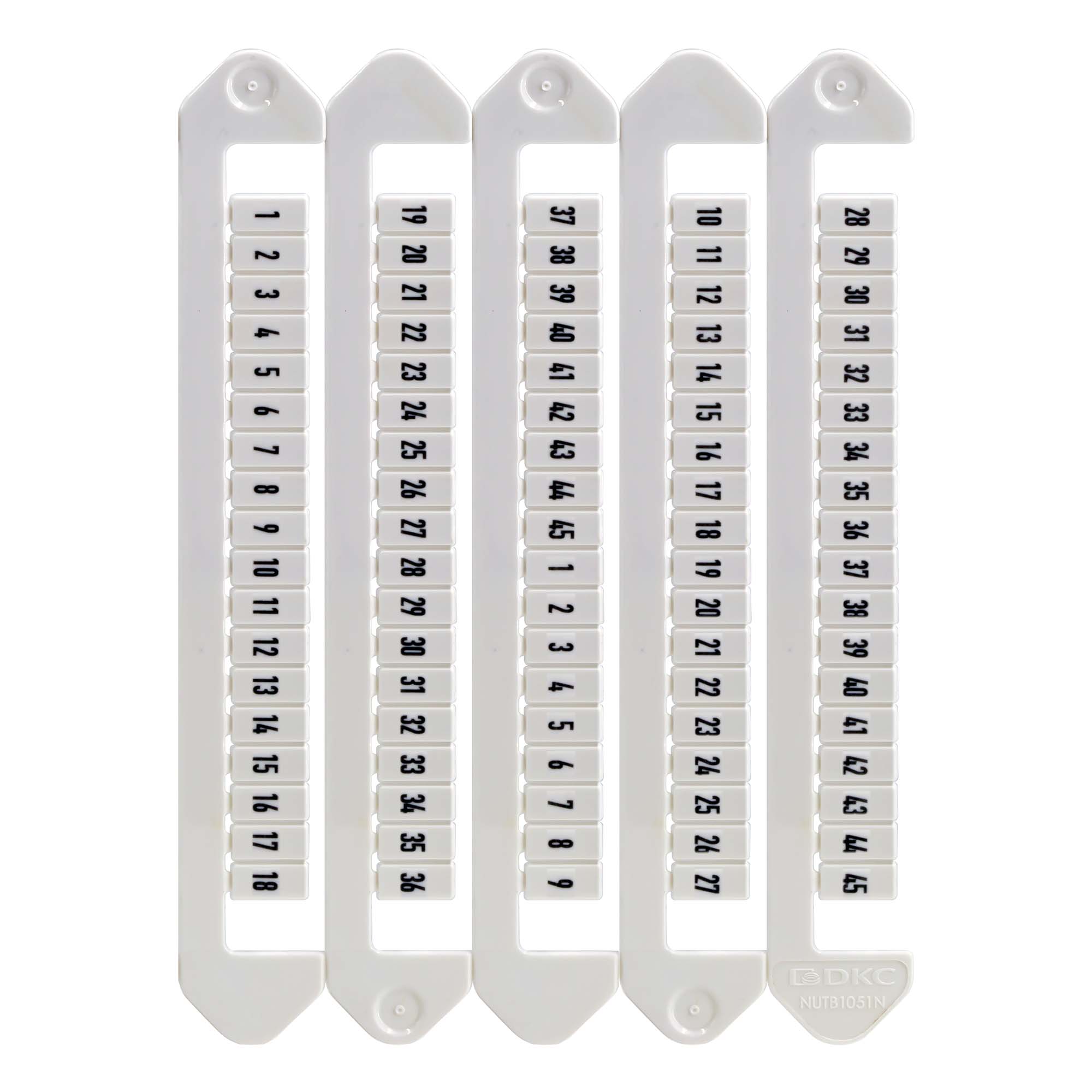 М31. Маркировка NUTB-5-1-45H для клемм, ширина 5 мм, от 1 до 45, горизонтальная  (ДКС)