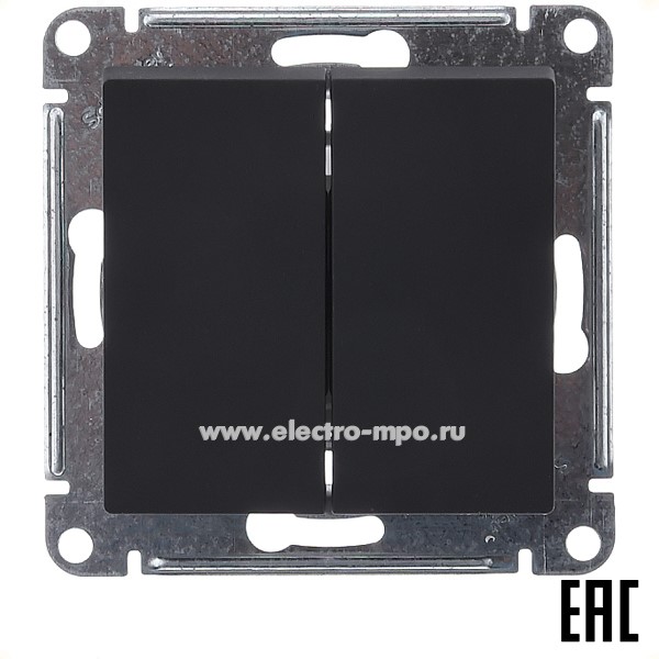 Ю4278. Механизм AtlasDesign ATN001017 выключателя 2кл. кнопочный с/п карбон (Systeme Electric)