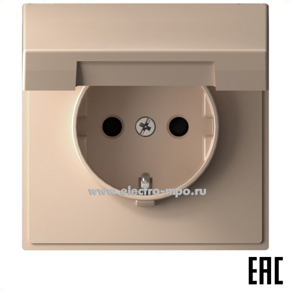 Р34. Механизм ArtGallery GAL001246S розетки "евр" со шторками крышк. безвинт. зажим с/п песочный (SE)