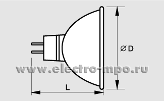 25012.Л5012 Лампа 20Вт MR16+C 12B 20W GU5,3 галогенная с отражателем (PHOENIX, Китай)