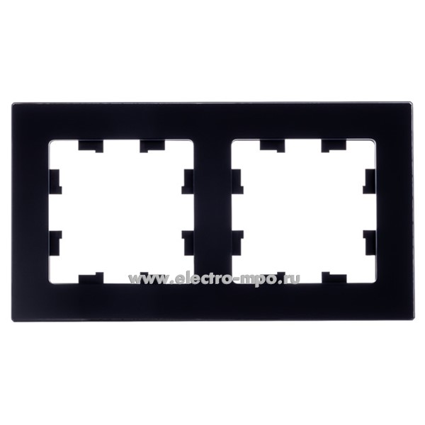 Ю3972. Рамка-2 AtlasDesign Nature ATN361002 натуральное стекло черная (Systeme Electric)