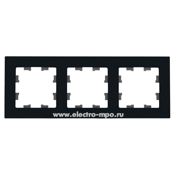Ю3973. Рамка-3 AtlasDesign Nature ATN361003 натуральное стекло черная (Systeme Electric)