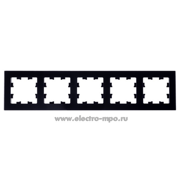 Ю3975. Рамка-5 AtlasDesign Nature ATN361005 натуральное стекло черная (Systeme Electric)