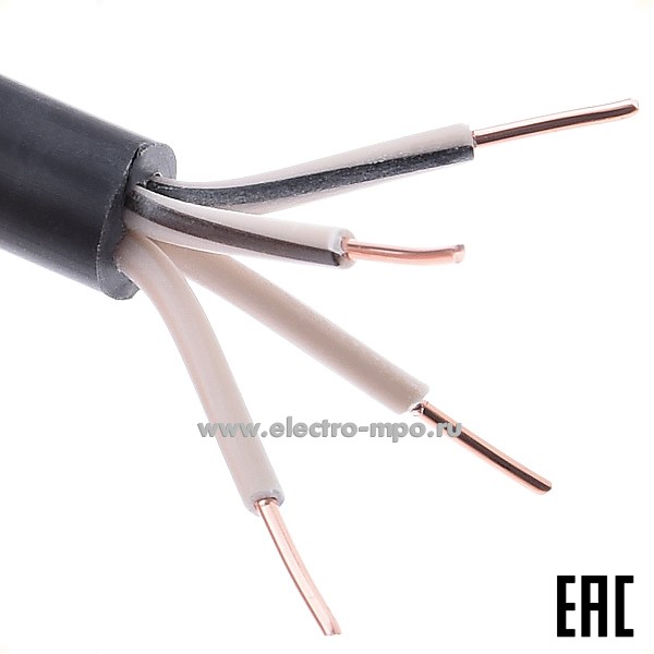 15924.П5924. Кабель силовой ППГнг(А)-HF 4х1,5ок (N) - 0,66 черный ГОСТ безгалоген. Dн=10,2 мм, Р=0,171 кг/