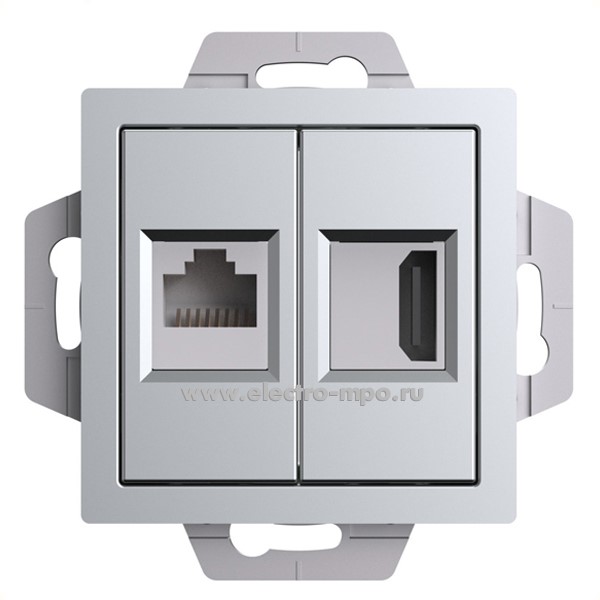 Ю4181. Механизм AtlasDesign ATN000382 розетки AV/комп. HDMI+RJ45 5е с/п алюминий (Systeme Electric)