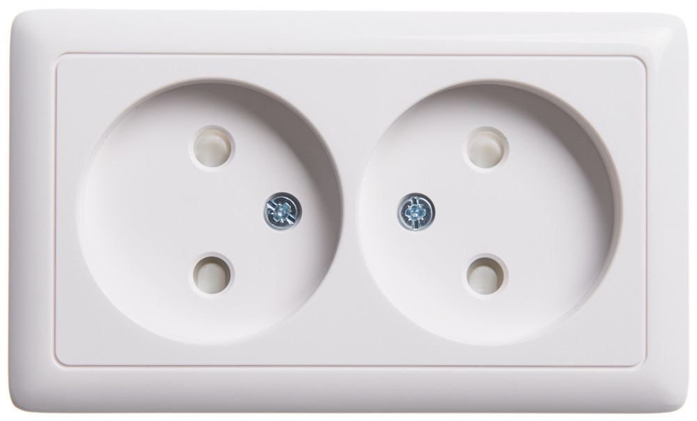 Р01. Розетка ХИТ RA16-233-B двойная о/п со шторками белая (Systeme Electric)