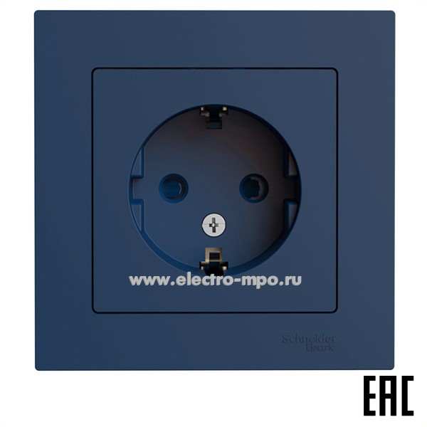 Ю5053. Розетка AtlasDesign ATN001144 "евро" со шторками с/п аквамарин (Systeme Electric)