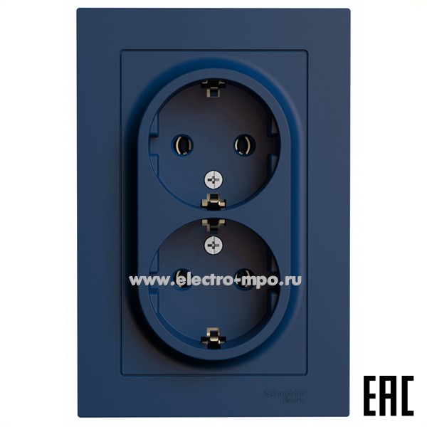 Ю5056. Розетка AtlasDesign ATN001124 двойная "евро" с/п аквамарин (Systeme Electric)