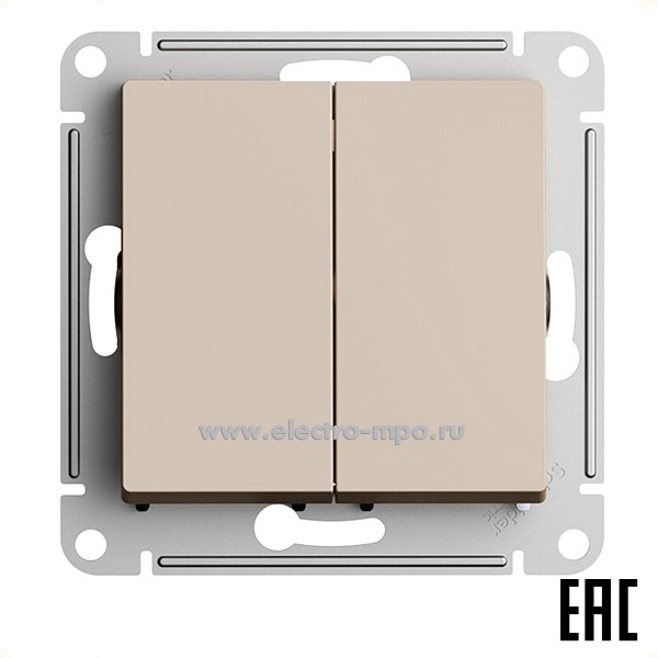 Ю5040. Механизм AtlasDesign ATN001217 выключателя 2кл. кнопочный с/п песочный (Systeme Electric)