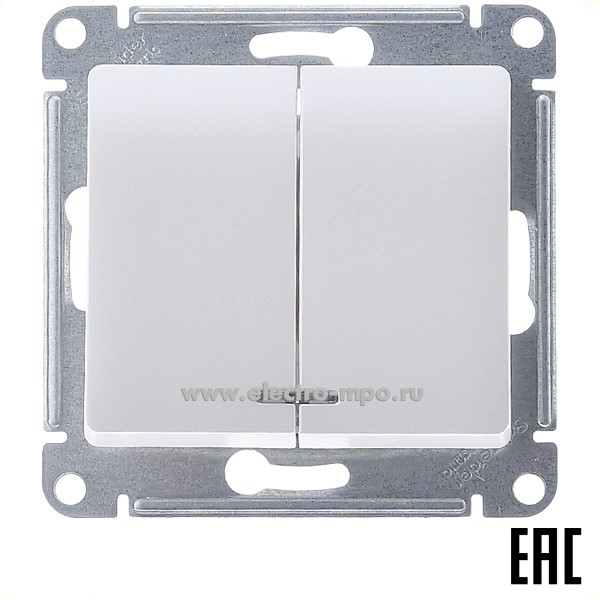 Ю1611. Механизм Glossa GSL000653 выключателя 2кл. с подсветкой с/п перламутр (Systeme Electric)