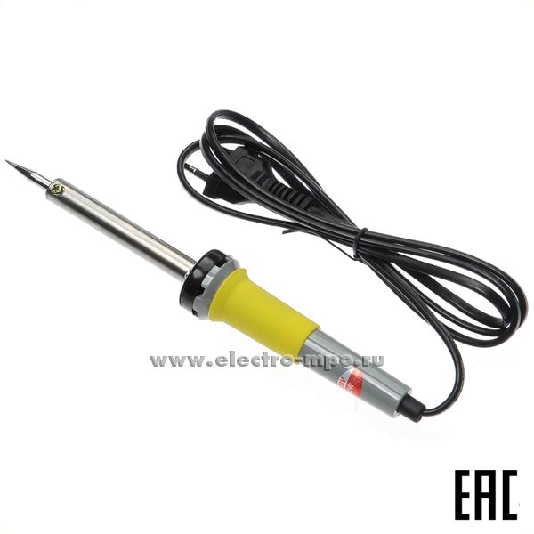 В0822. Паяльник 12-0124 электрический 60Вт 220В с пластмассовой ручкой (Rexant)