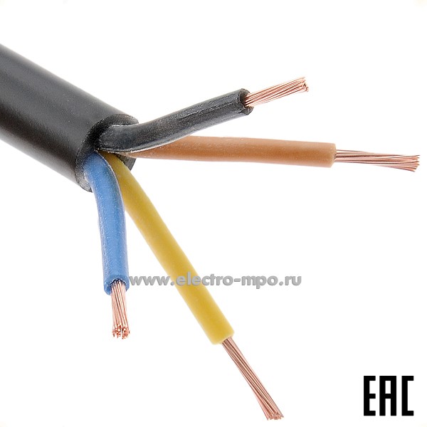 П23. Провод ПВС 4х0,75 кв.мм черный ГОСТ (Калужский кабельный завод)