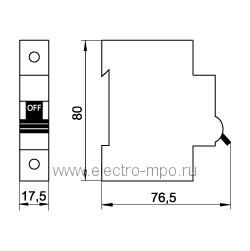 К7336. Автоматический выключатель PL7-C25/1 25А/1п/ 10кА на Din-рейку 262706 (Eaton/Moeller)