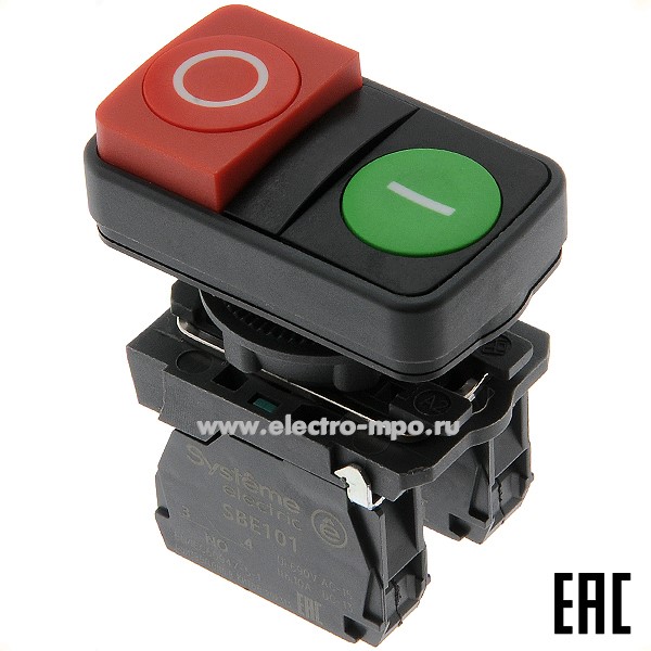 А5362. Выключатель двойной SB5AL73415 зеленый/красный 1з+1р без фиксации без подсвет. (Systeme Electric)
