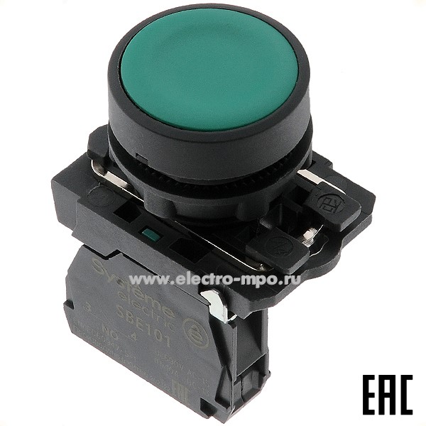 А5323. Выключатель кнопочный SB5AA31 зеленый 1з без фиксации без подсветки (Systeme Electric)