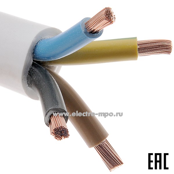 П2415. Провод ПВС 4х10,0 кв.мм белый ГОСТ (Калужский кабельный завод)