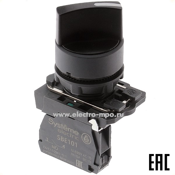 А5333. Выключатель поворотный SB5AD41  1з, 2 положения с возвратом (Systeme Electric)