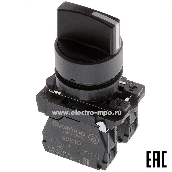 А5336. Выключатель поворотный SB5AD53  2з, 3 положения с возвратом (Systeme Electric)