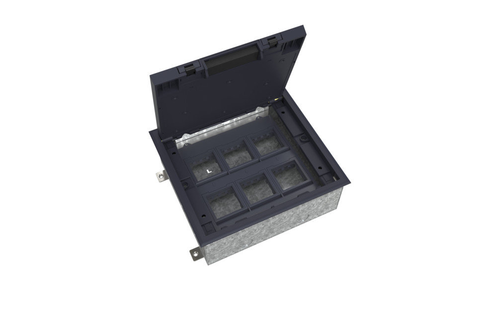 М90. Люк MultiDesk MDK10212 на 12 модулей в бетонный пол с монтажной коробкой IP40 (System Electric)