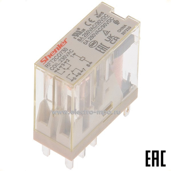 А4632. Реле промежуточное RFT2CO730 230В AC, 8А, 2п (Shenler)