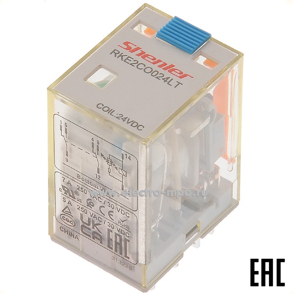 А4639. Реле промежуточное RKE2CO024LT, 24В DC, 7А, 2п (Shenler)