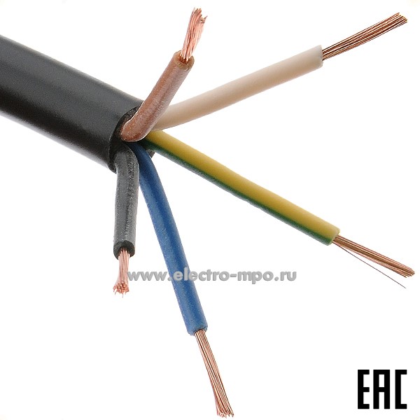 П2422. Провод ПВС 5х0,75 кв.мм черный ГОСТ (Брэкс Брянск)