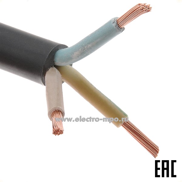 П3546. Провод ПВСнг(А)-LS 3х4,0 кв.мм черный ГОСТ малодымный (Калужский кабельный завод)